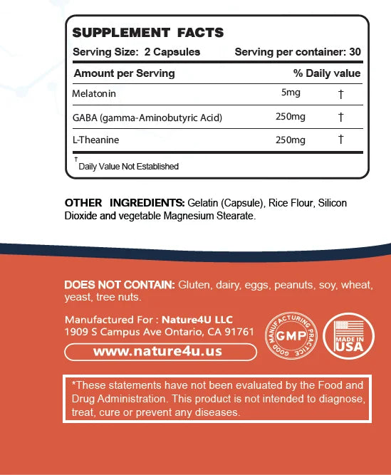 3 in 1 Sleep Aids for Adults Extra Strength, Extend Release Melatonin 5 mg, L Theanine 250 mg, GABA 250 mg,