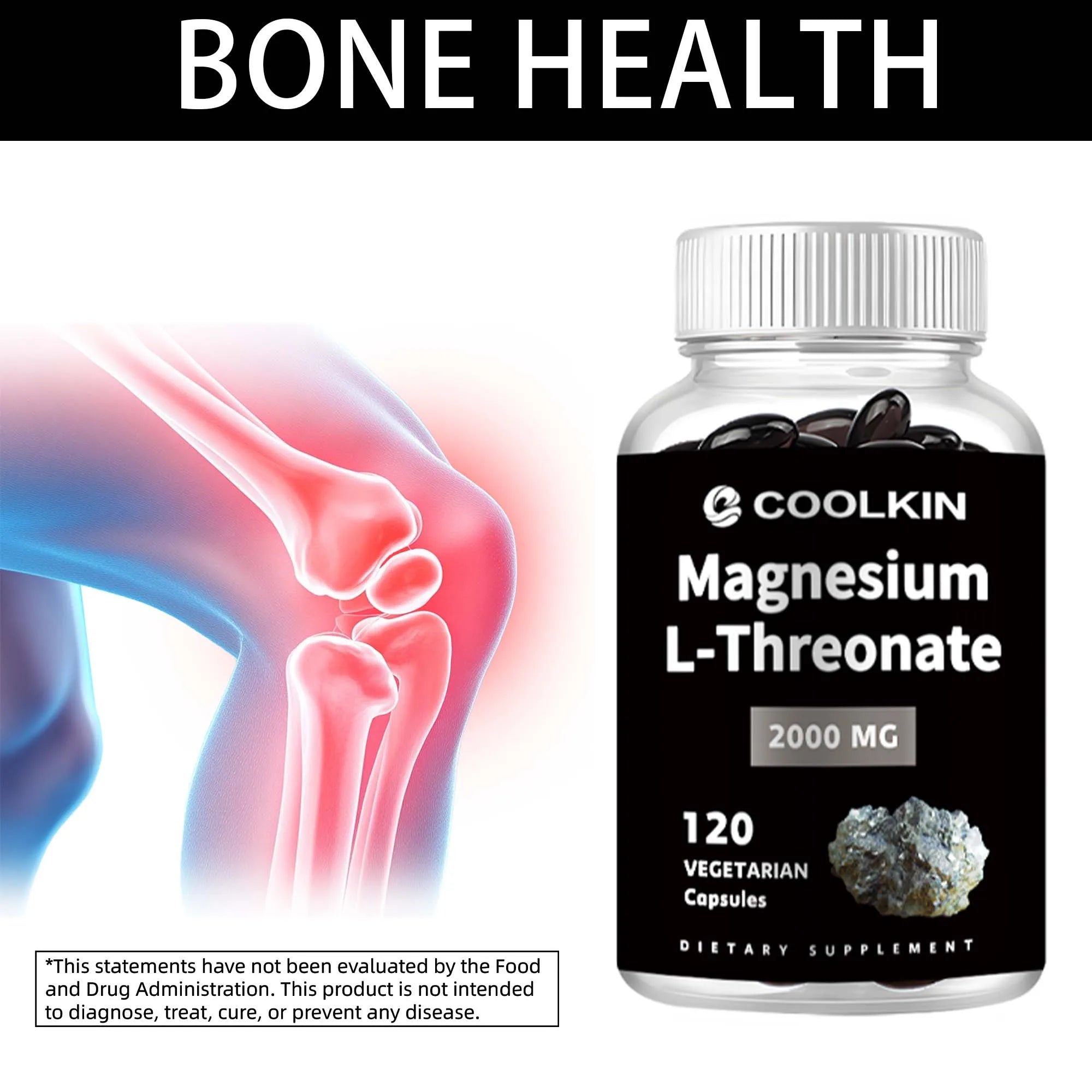 Magnesium L-Threonate -  Enhances Memory and Concentration, and Improves Sleep Quality - 120 Capsules