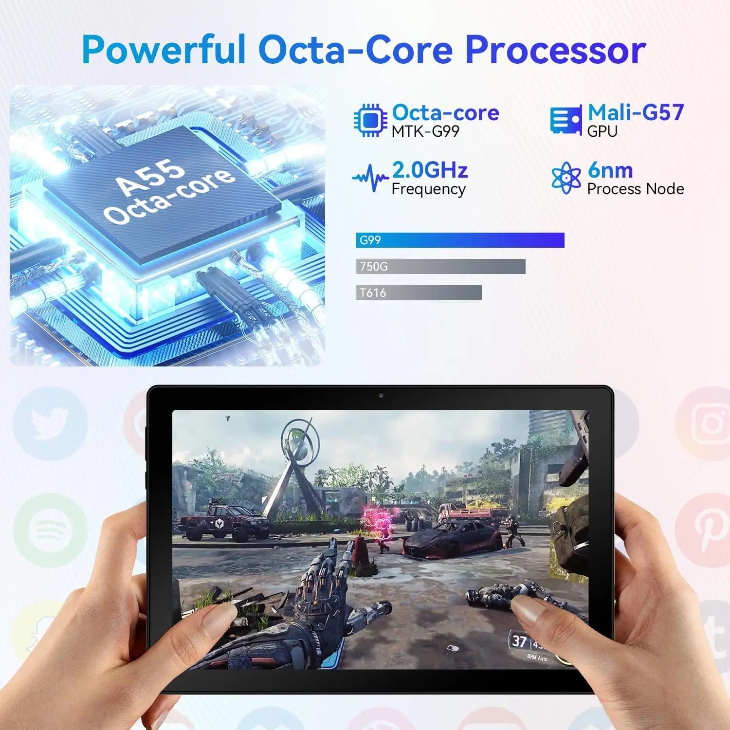 10.1 Inch Android 14 Tablet 12GB RAM 64GB ROM Widevine L1 Compatible IPS HD Screen with Mouse