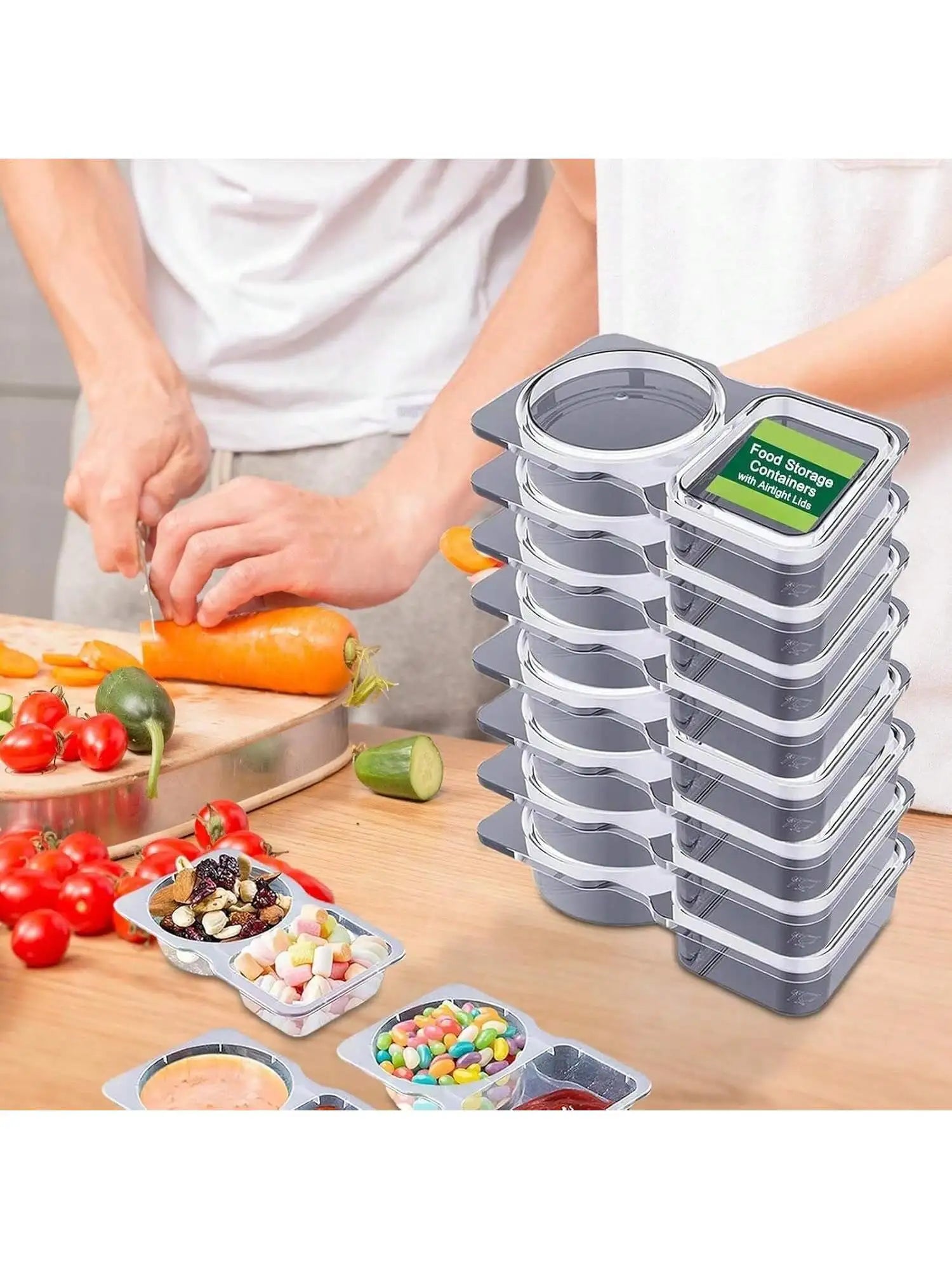 Kitchen Spice Storage Container - Airtight Moisture-Proof Multi-Compartment Seasoning Box