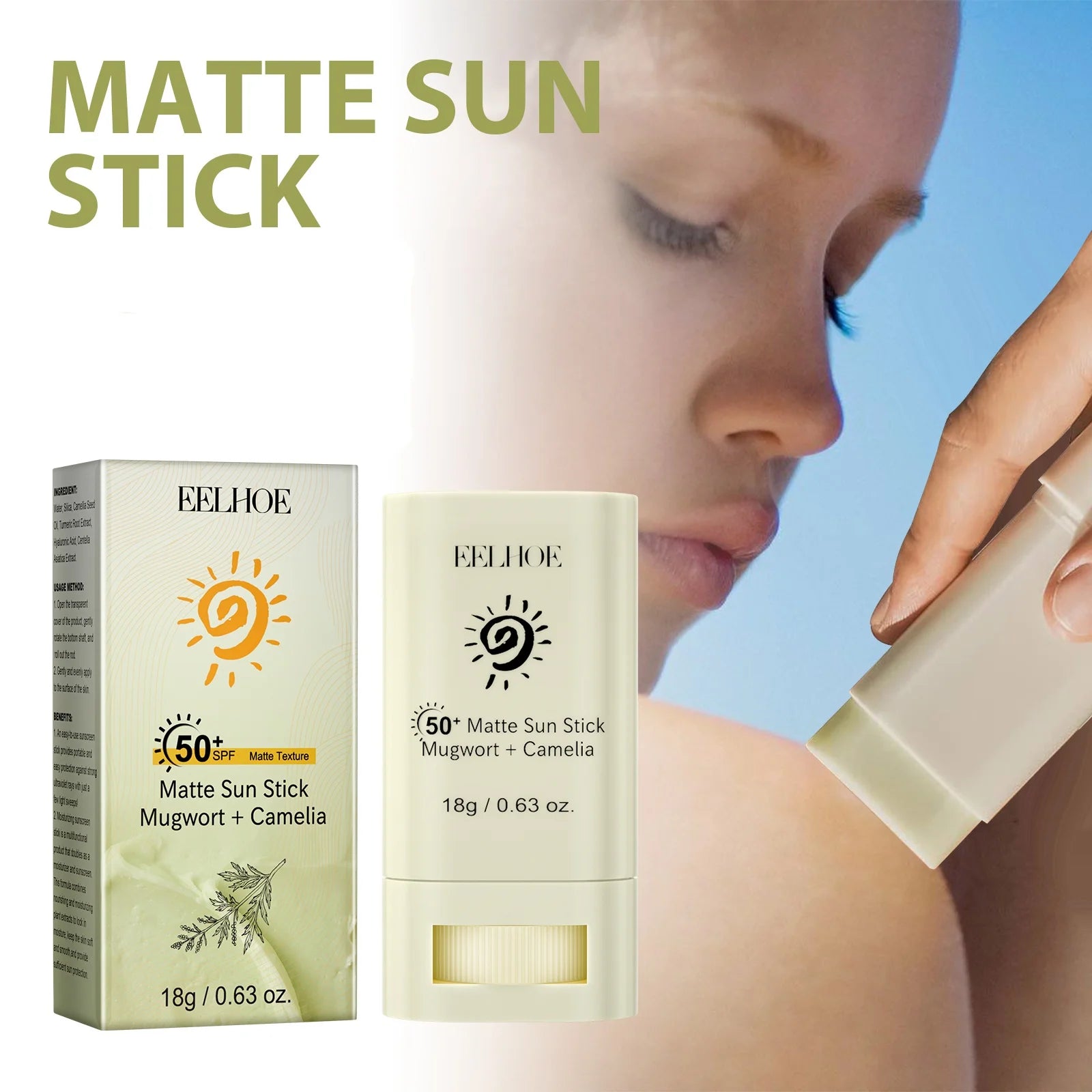 Portable SPF 50 Matte Bar Blocker Face Sunscreen Cream Moisturizing Refreshing Matte