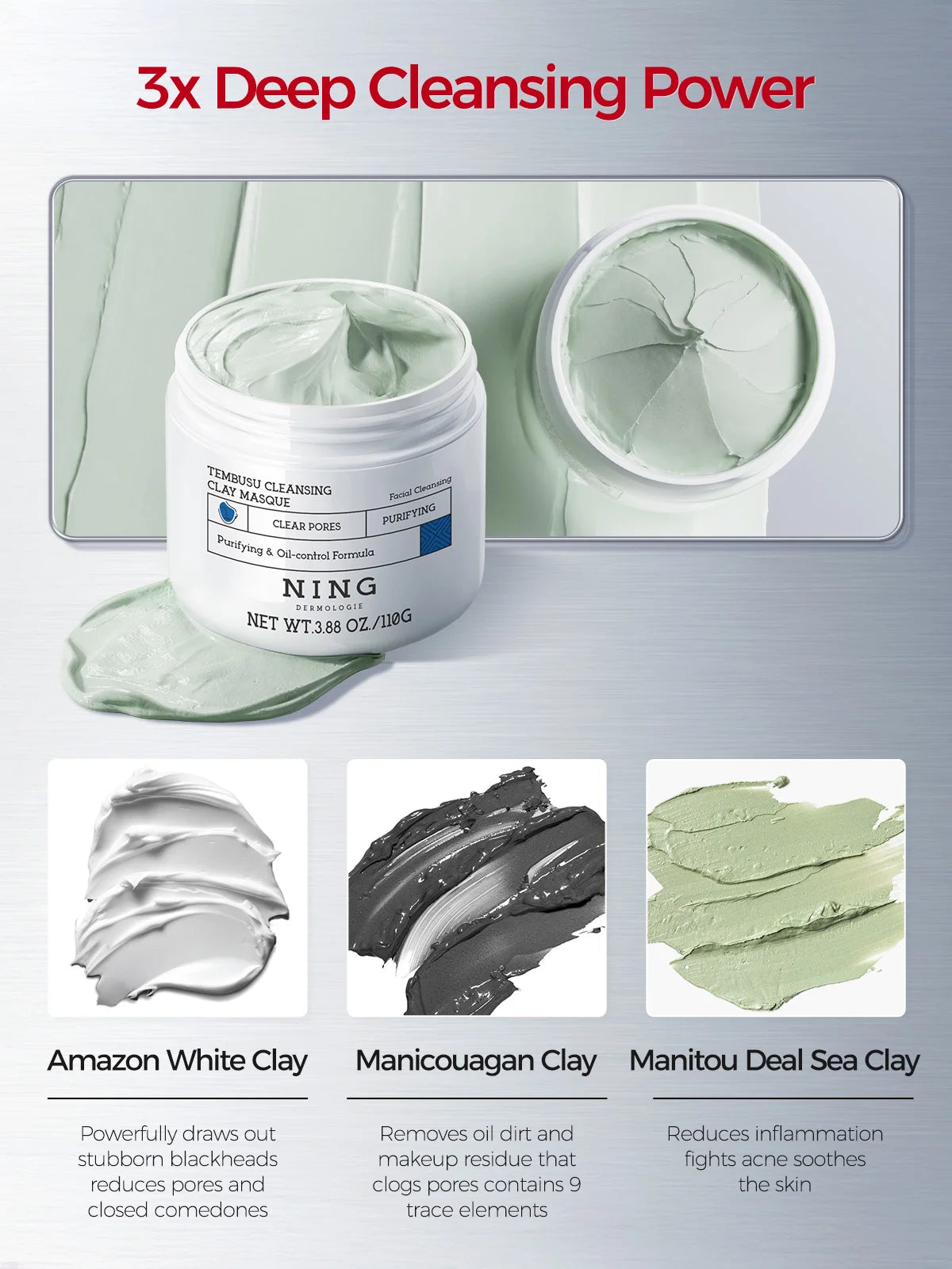 Skin Care Set –8-Step Routine with Amino Cleanser, Clay Mask, Toner, Salicylic Acid Serum