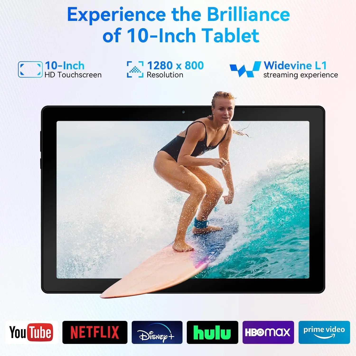10.1 Inch Android 14 Tablet 12GB RAM 64GB ROM Widevine L1 Compatible IPS HD Screen with Mouse