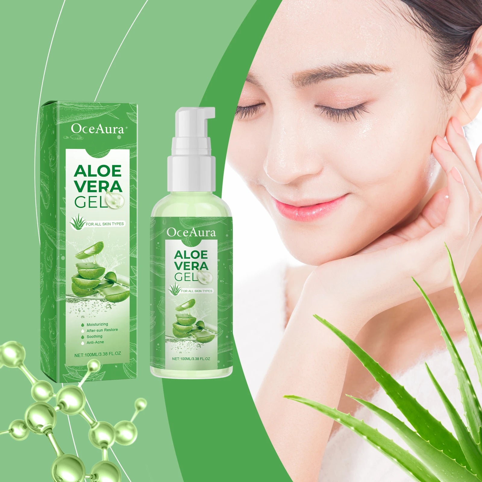 Aloe Vera Gel Hydrating Moisturizer Soothe Dry Skin Sunburn Repair Shrink Pores