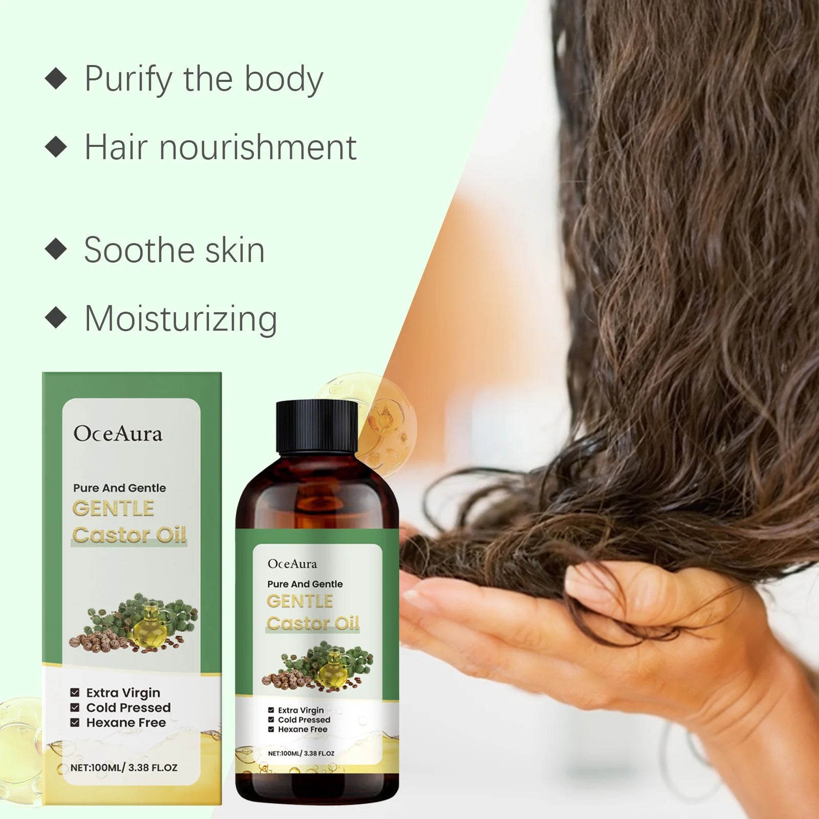 100ml Skin Care Castor Oil Nourish Replenish Moisturize Repair Hair Follicles Smooth Skin Tender Body Skin Essential Oil