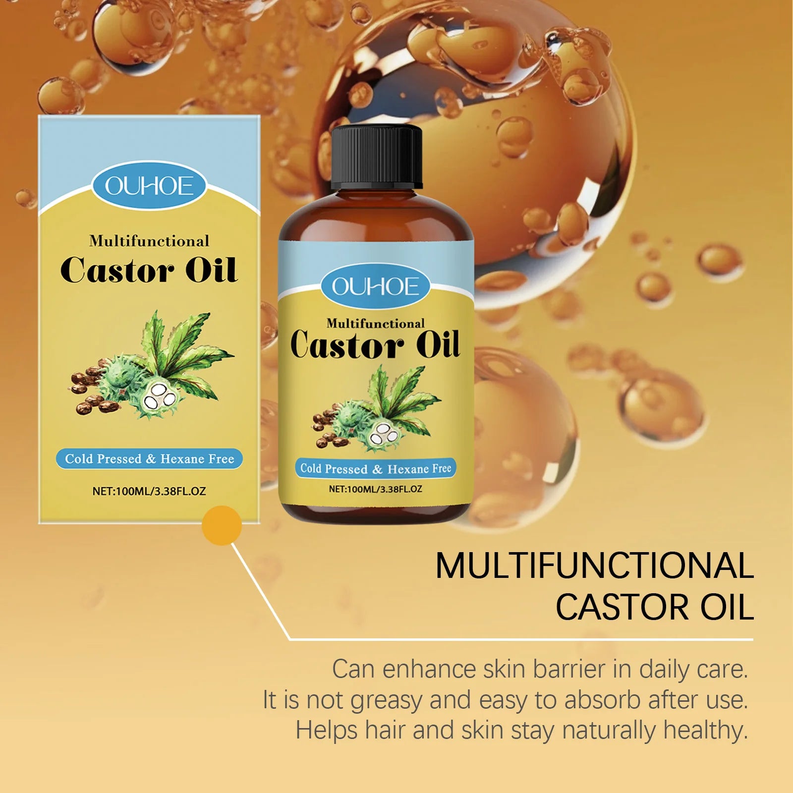 Castor Oil Moisturizing Relaxation Aromatherapy Body Massage Oil Suitable For Hair Eyelashes Eyebrows Daily Care Supplies