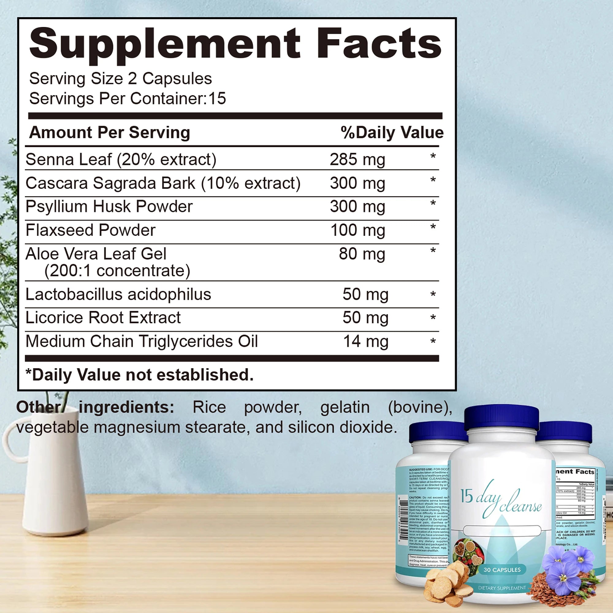 15 Day Colon Cleanse Detox - Supports Weight Loss, Advanced Bowel Movement - 30 Capsules