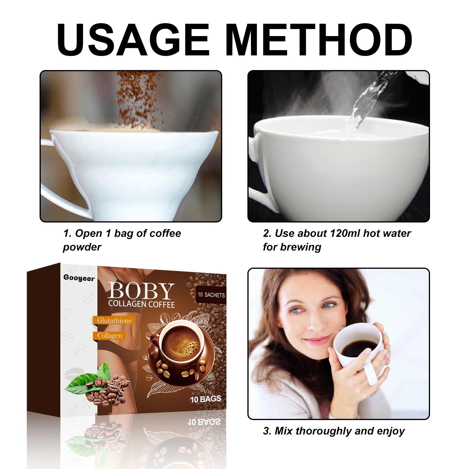 Collagen Coffee Tighten Thighs Abdomen Beauty Body Shape Curved Figure Antioxidant Refreshing Slimming Coffee
