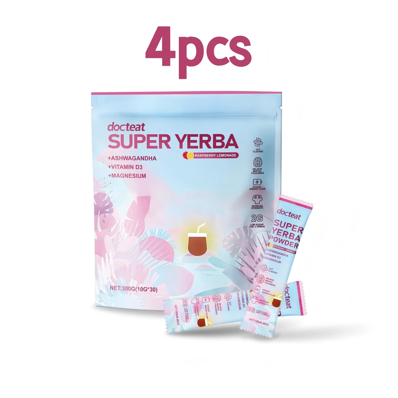 Yerba Mate Powder Support Energy Relieve Stress Refreshing Flavor Vitamin Supplement Instant Yerba Mate Powder