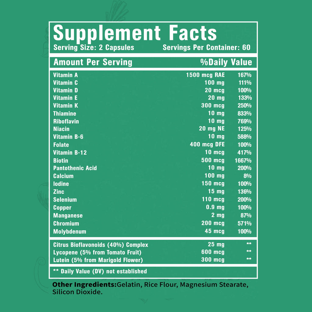 Multivitamin for Men and Women Supplement - 120 Capsules