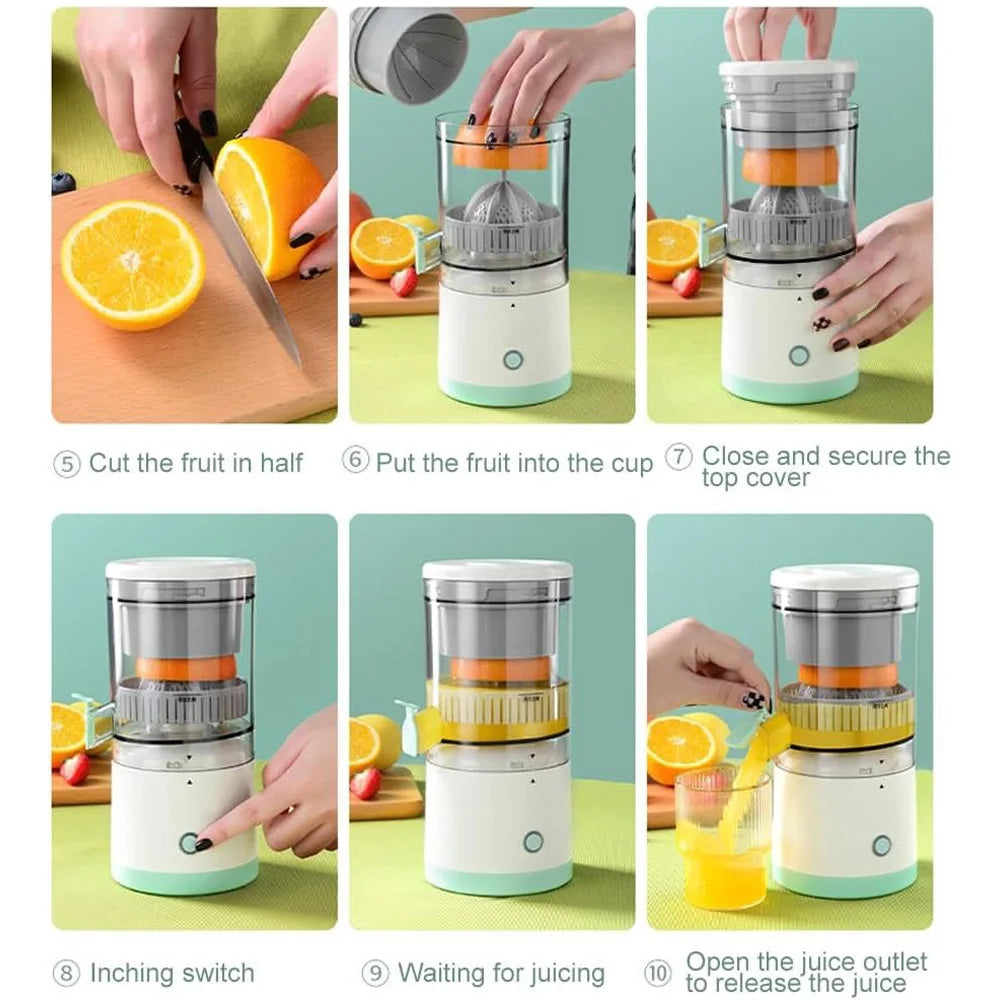 Portable Electric Juicer Rechargeable Citrus Press USB Charging Orange Lemon Squeezer