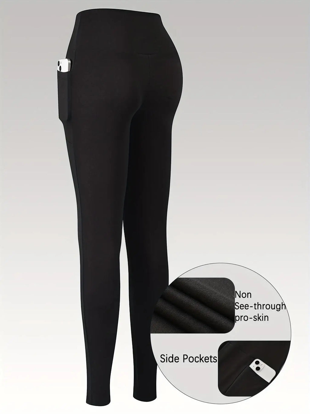 4pcs Plus Size High-Waist Fleece-Lined Yoga Pants with Side Pockets for Yoga Fitness