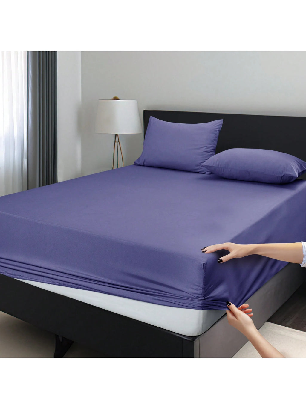 LUX Décor Fitted Sheet Only - Easy to Fit 360 Elastic Microfiber Sheets - 16 Inches Deep Pocket - Wrinkles Fade Resistant