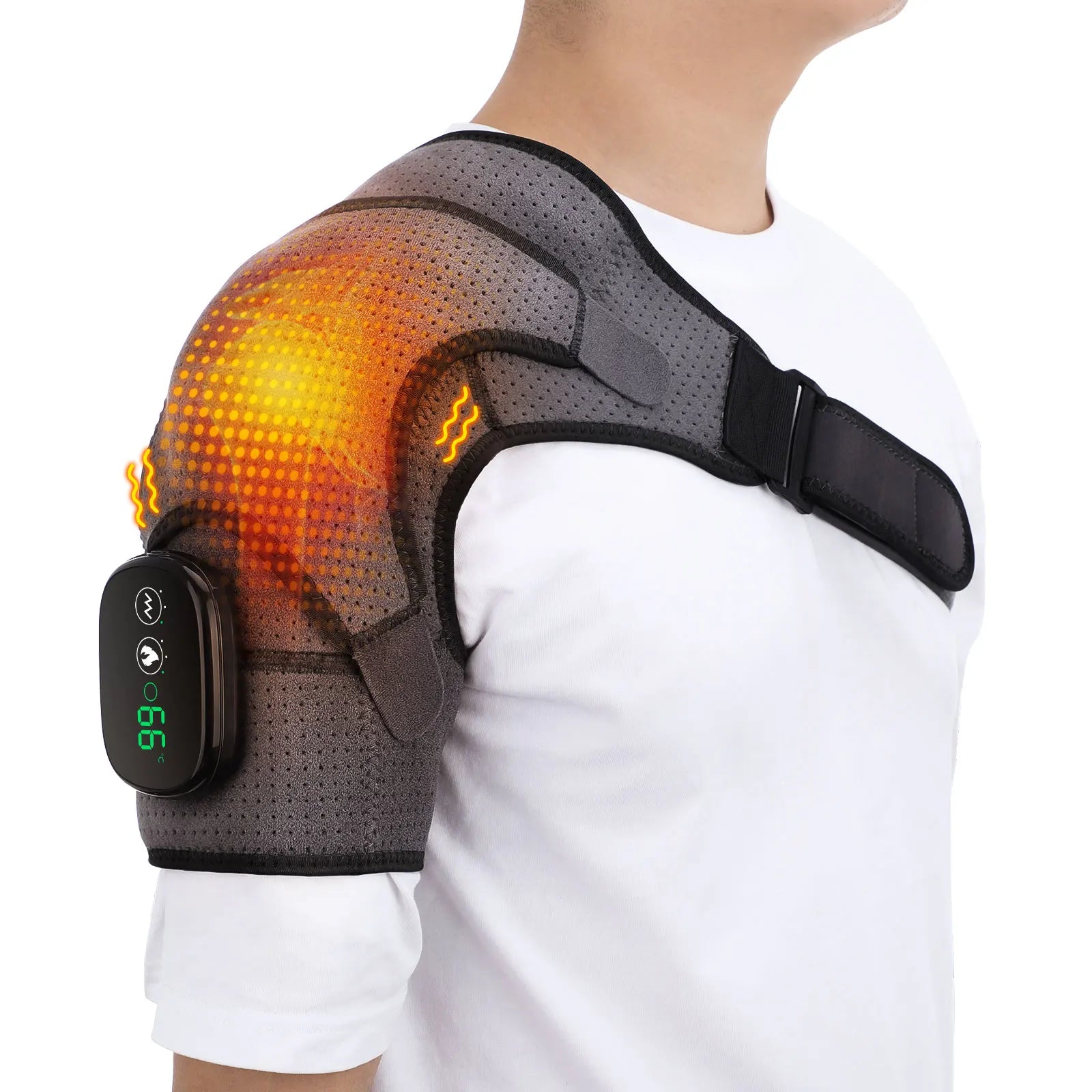 Electric Heating Shoulder Brace LED Display Vibration Shoulder Massage Support Belt Strap