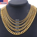 Necklaces Chains Stainless Steel Black Gold Silver Color Necklace