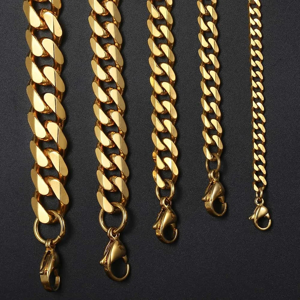 Necklaces Chains Stainless Steel Black Gold Silver Color Necklace