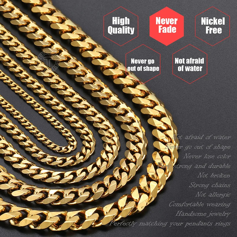 Necklaces Chains Stainless Steel Black Gold Silver Color Necklace