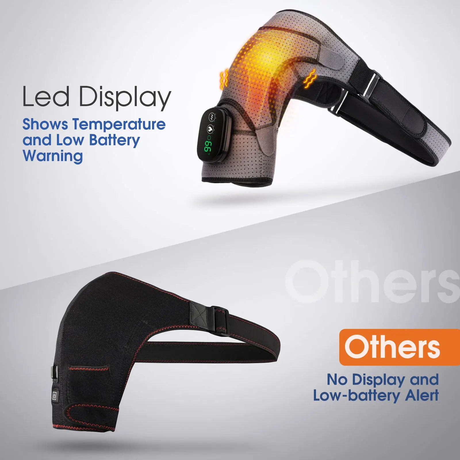 Electric Heating Shoulder Brace LED Display Vibration Shoulder Massage Support Belt Strap