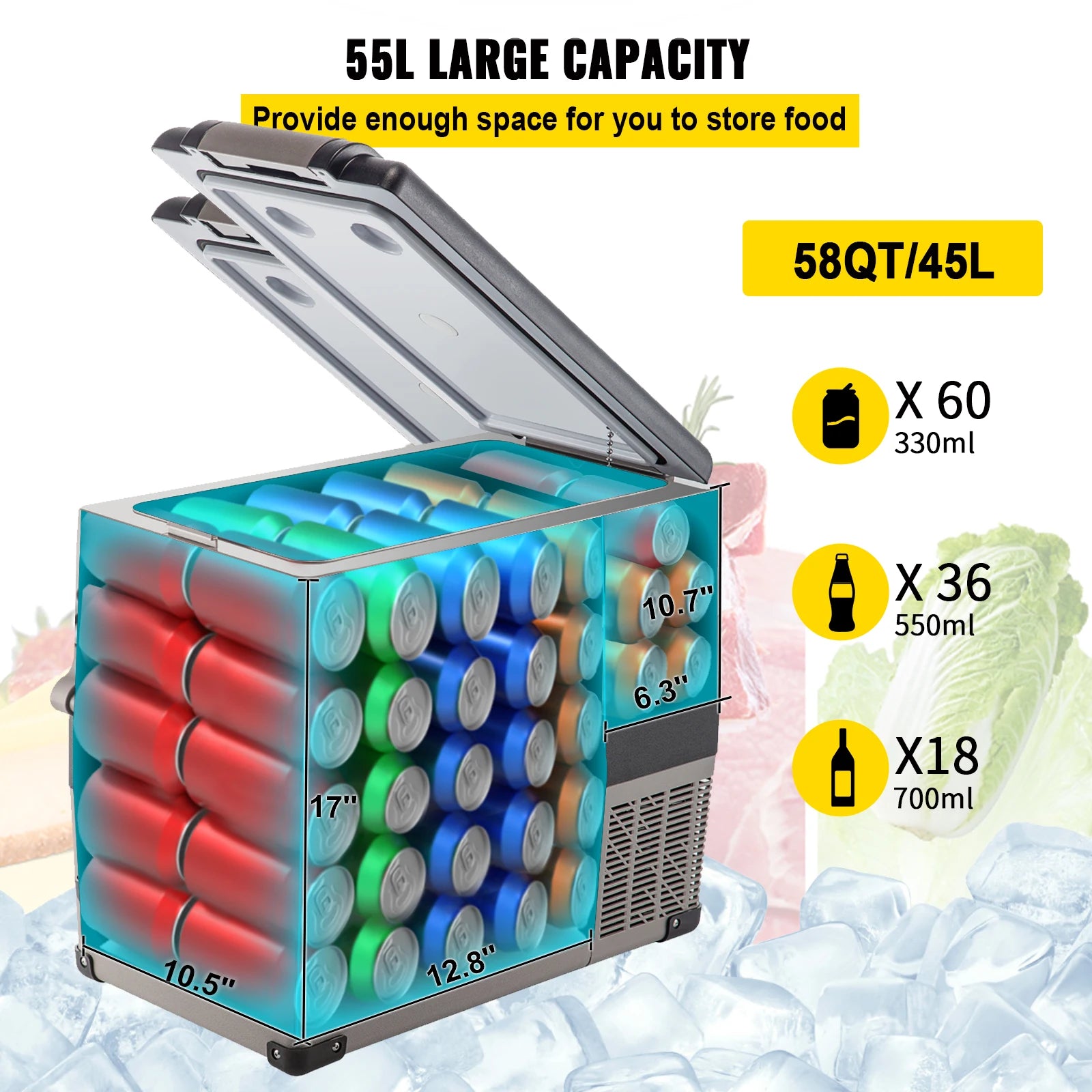 20L 22L 35L 45L 55L Car Refrigerator Mini Fridge Freezer Portable Compressor Cooler DC 110-240V Ice Box for Camping