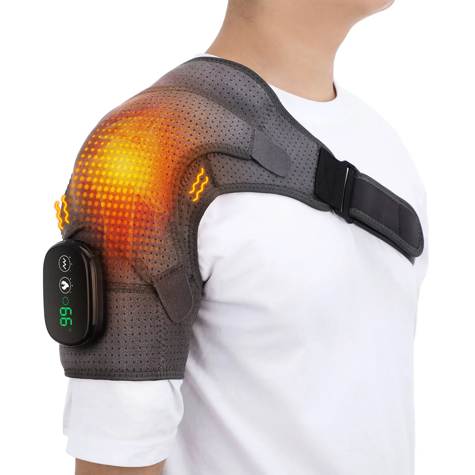Electric Heating Shoulder Brace LED Display Vibration Shoulder Massage Support Belt Strap