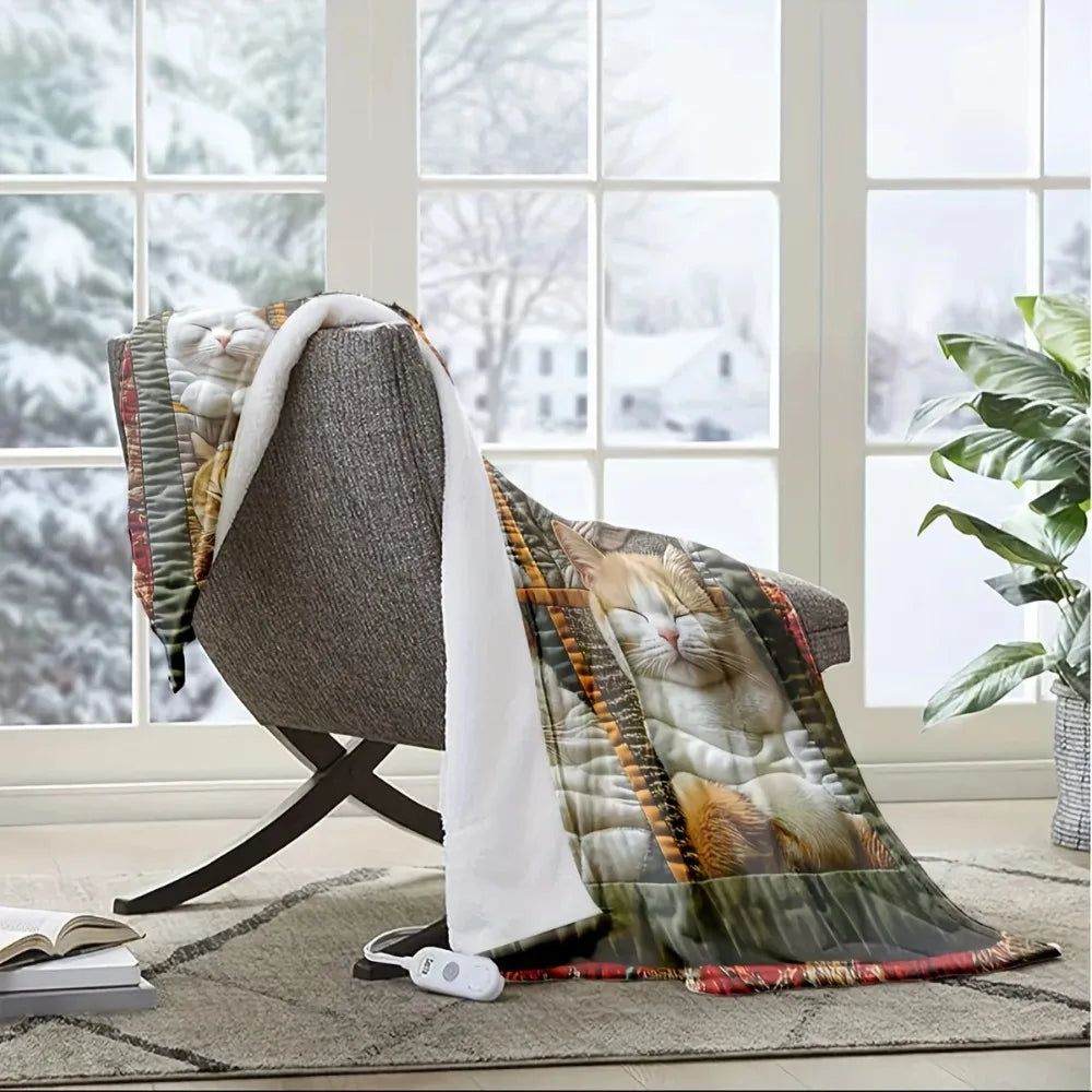 1pc Cozy Cat Lover's Plush Blanket