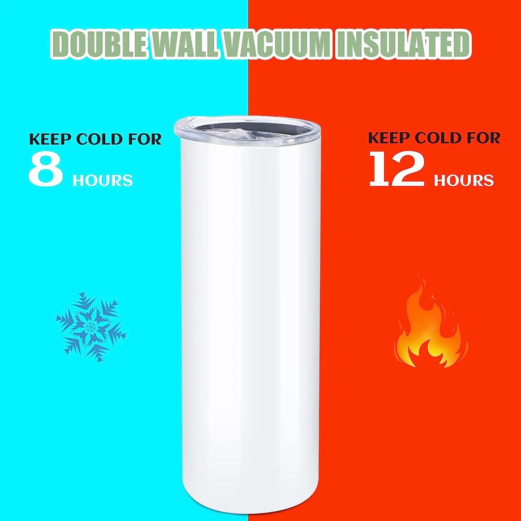 8 Pack 20 OZ Sublimation Tumbler Blanks Skinny Straight in Bulk