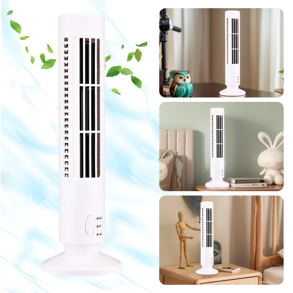 LED Tower Fan Bladeless Tower Fan 90 Degree Oscillating Quiet Portable USB Electric Desk Fan