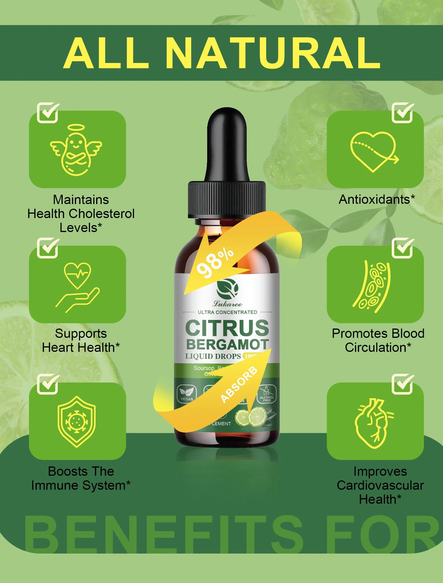 Citrus Bergamot Liquid Drops Natural Supplement