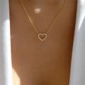 Crystal Hollow Love Pendant Necklace Romantic Zircon Simple Necklace For Women Trendy Jewelry Accessories