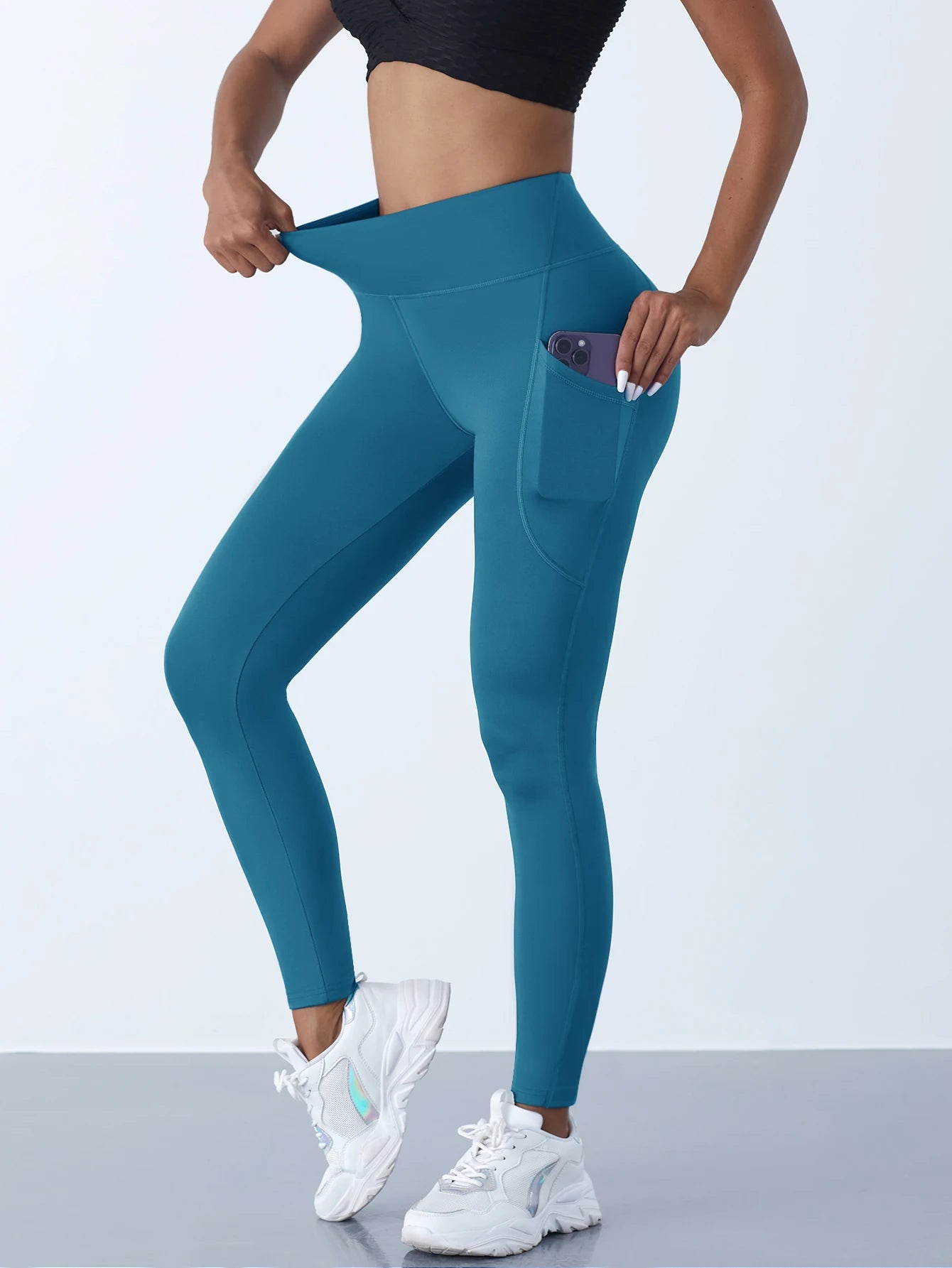 New High Waist Women's Leggings Stretch Yoga Pants Tights With Pockets Push Up Fitness
