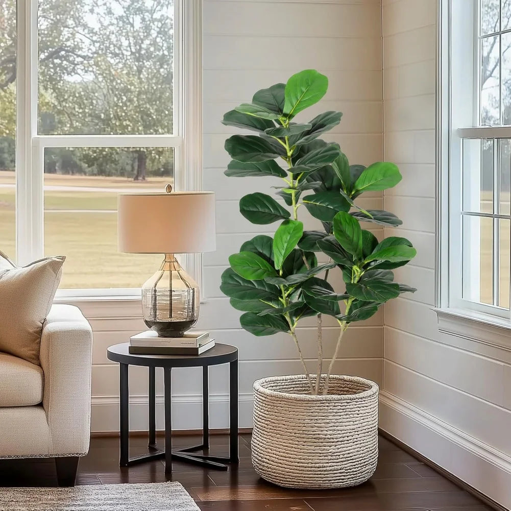 Artificial Tree Faux Fiddle Leaf Fig Tree 4/5/6ft Tall Ficus Tree Artificial