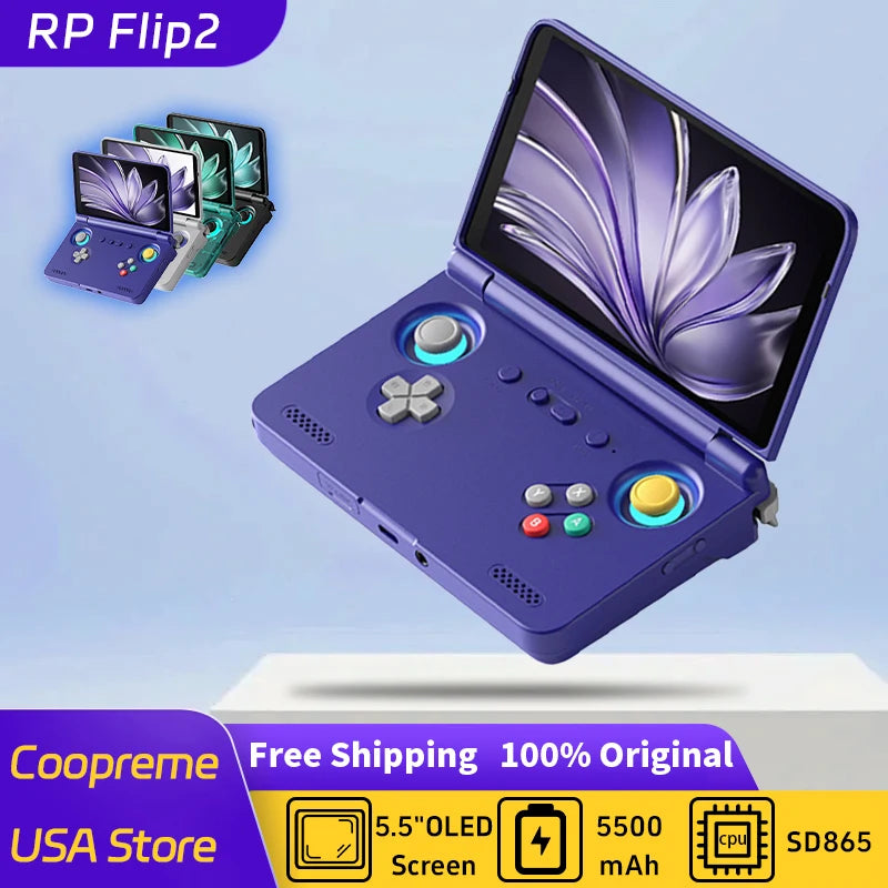 Retroid Pocket Flip2 SD865 5.5”1080p OLED WIFI6 Android Handheld Portable Gaming Console