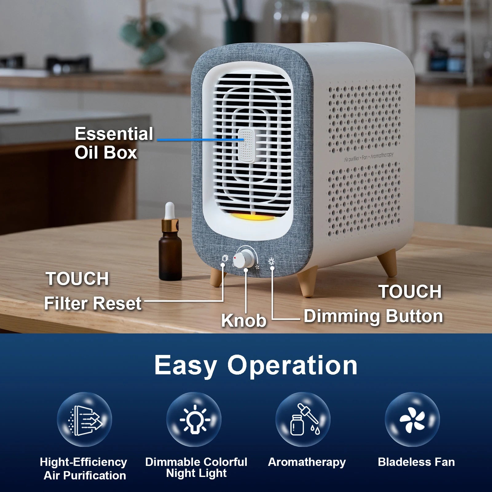 Air Purifier for Home Bedroom 780sq ft, HEPA &Activated Carbon, Air Cleaner
