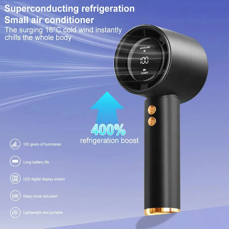 Portable Handheld Turbo Fan Mini 100 Speed Adjustment High Speed Air Cooler