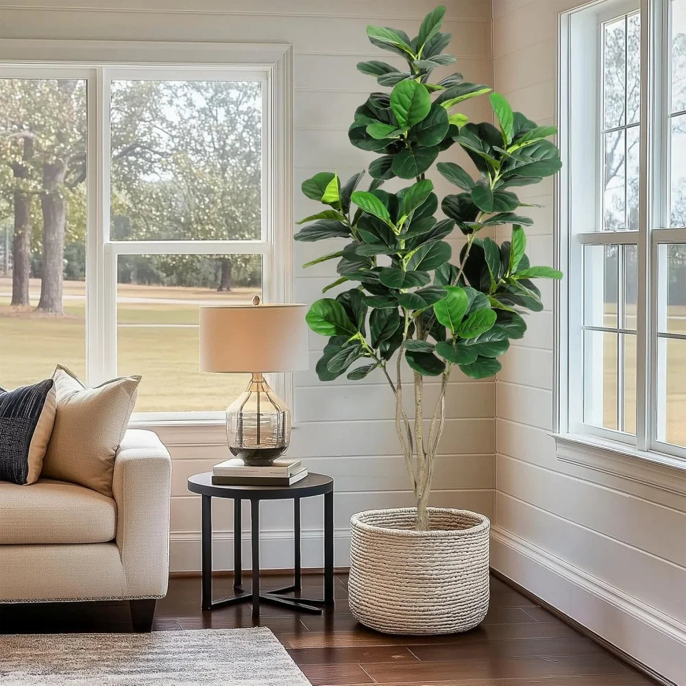 Artificial Tree Faux Fiddle Leaf Fig Tree 4/5/6ft Tall Ficus Tree Artificial