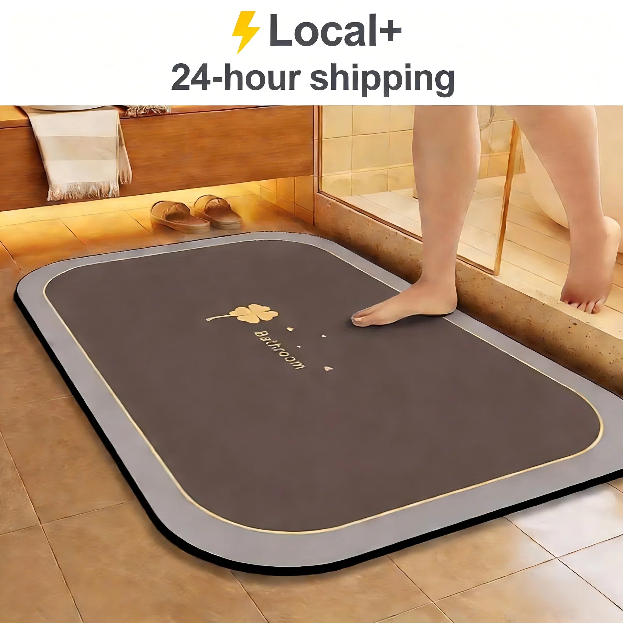 Bath Mat Quick Dry Super Absorbent Non-slip Floor Mat for Bathroom Shower Kitchen Pet Feeding