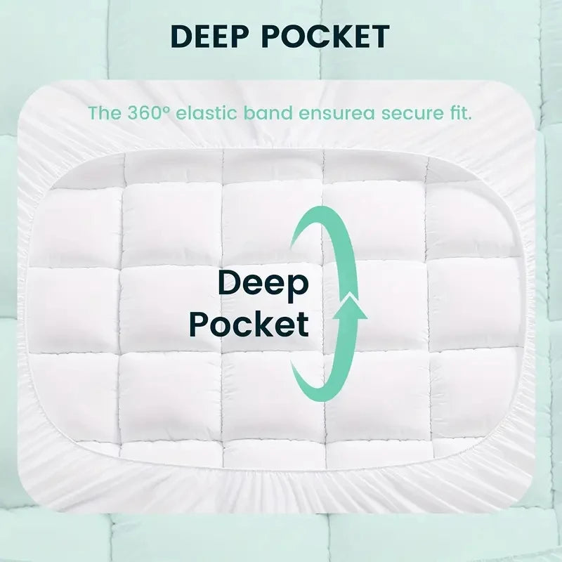 Extra Thick Mattress covers  Topper 1000Gsm Cooling Noiseless Breathable Fitted 8-21 Deep Pocket Machine Washable
