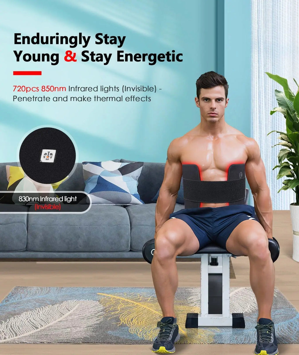 360 LEDs Red Light Belt 660nm&850nm Infrared Light Therapy Pad For Body Fatigue Deep Therapy