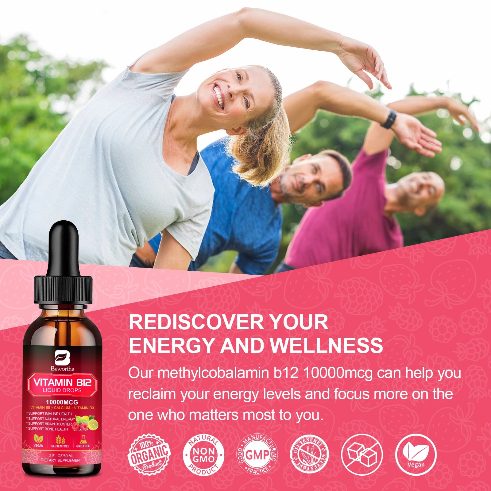 Vitamin B12 Drops Energy Supplements Support Immune Health Protecting Cardiovascular Health Promote Digestion