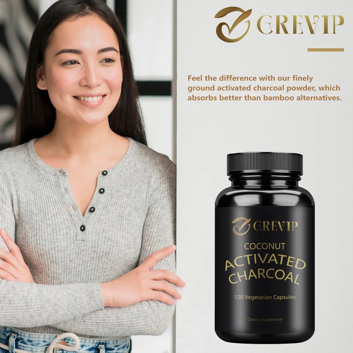 Activated Coconut Charcoal - Helps Maintain Healthy Digestion - 120 Capsules