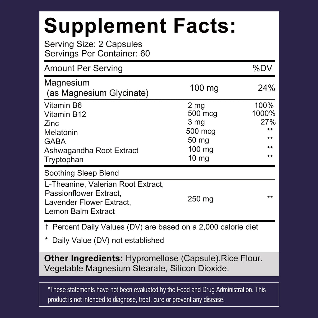 Melatonin - with L-Theanine, Tryptophan, Ashwagandha Supports Circadian Rhythm and Nervous System Health - 120 Capsules