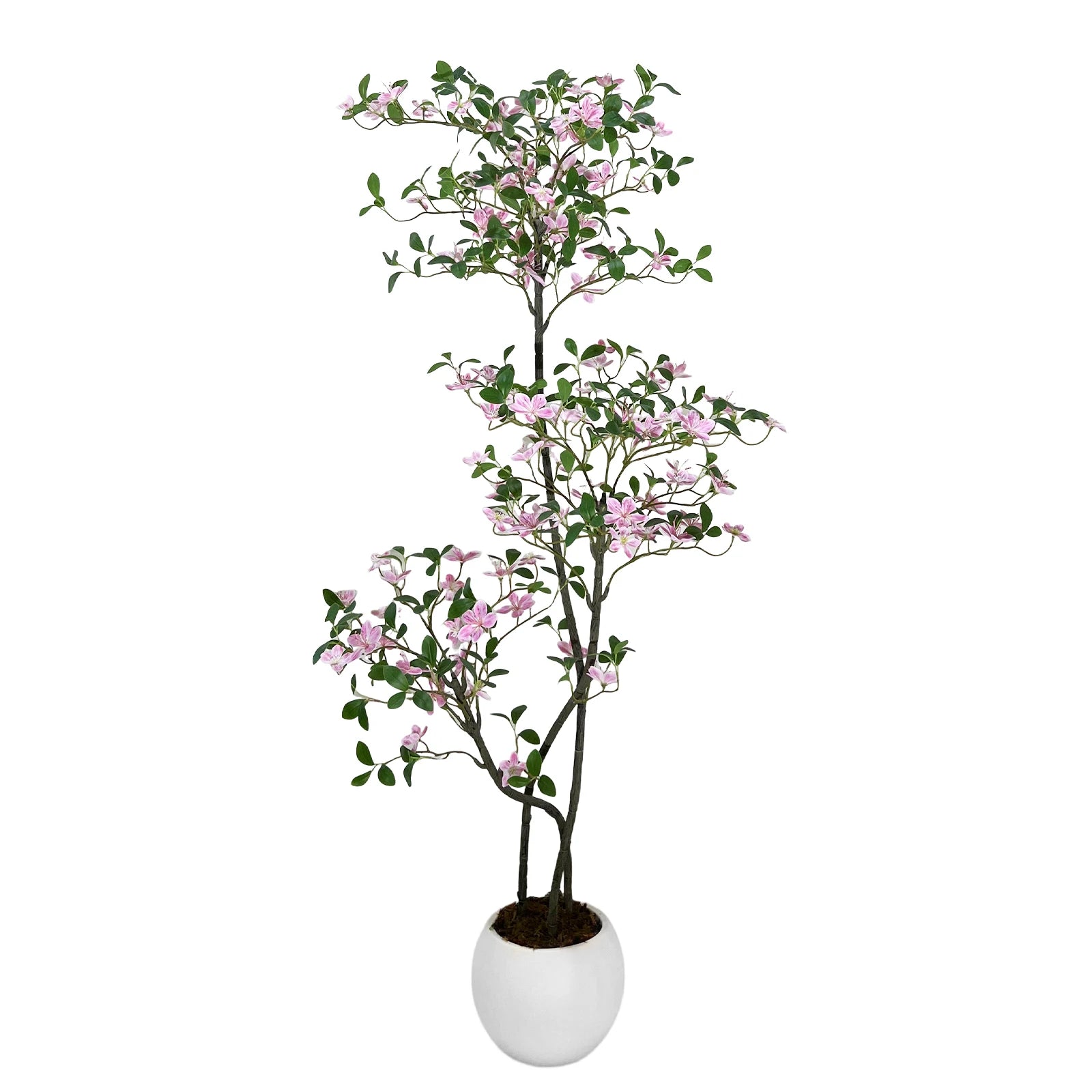 Realistic Pink Blossom Faux Tree with UV-Resistant Leaves