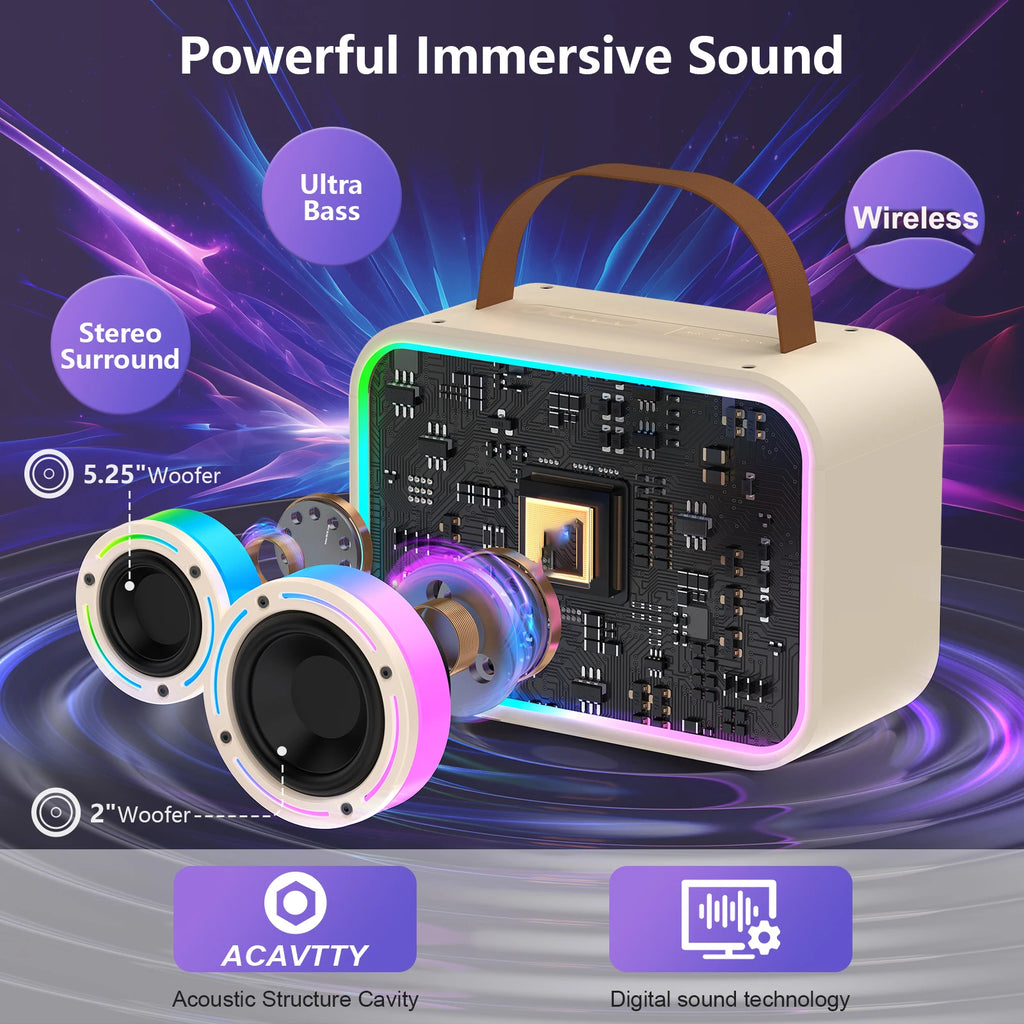 Kids Karaoke Machine, Mini Bluetooth Speaker with Microphone for Singing Home Party