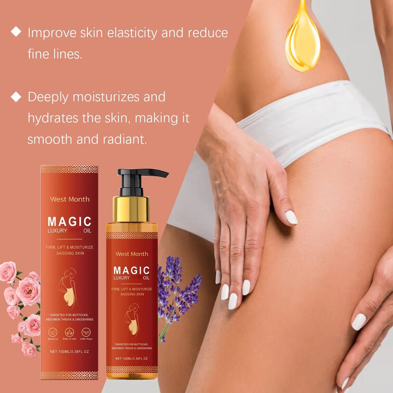 Firming Body Oil for Glowing Skin Improve Dry Moisturizing Anti Cellulite Massage Care Lifting Tighten Repair Smooth