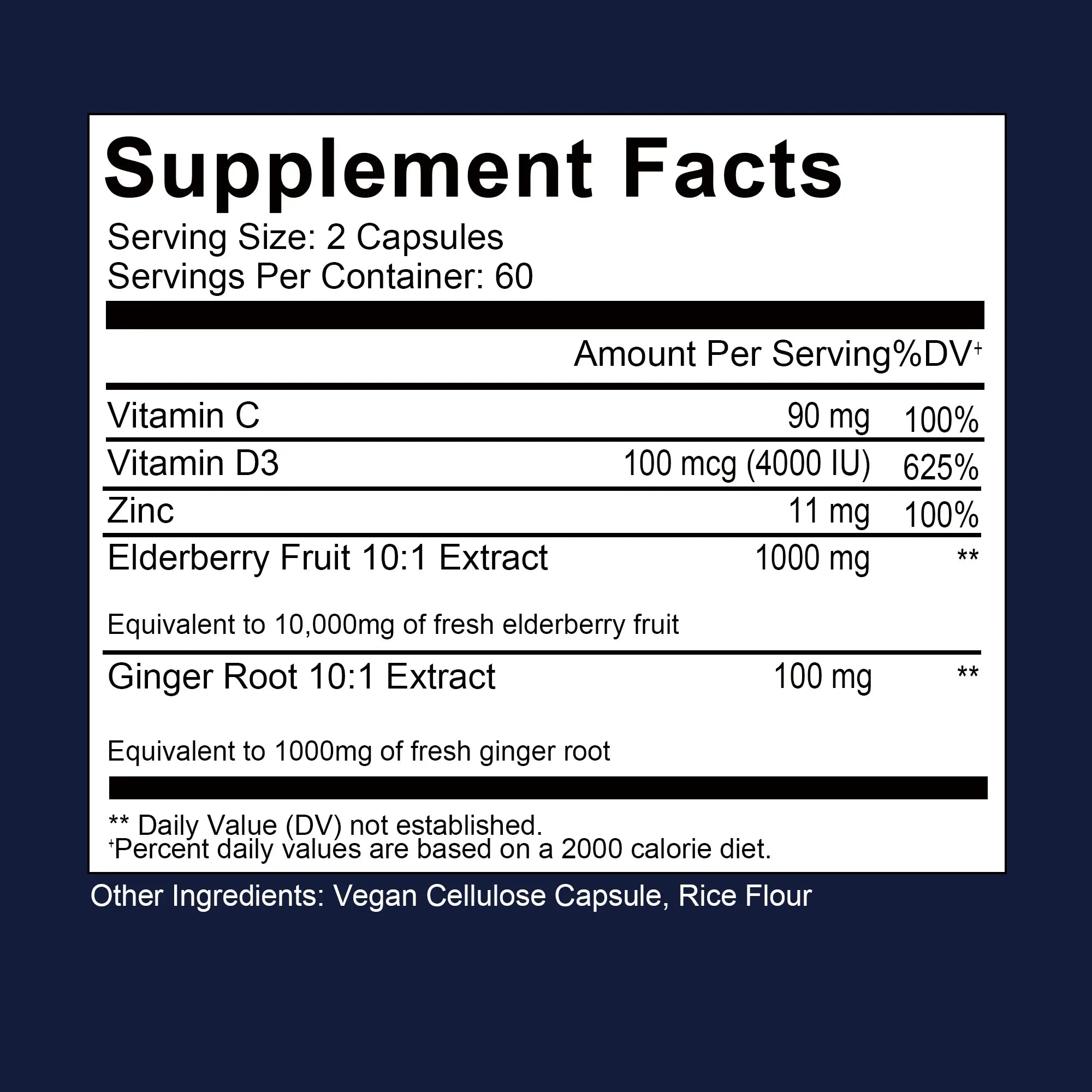 Elderberry, Vitamin C + Zinc - Supports The Immune System, Antioxidant Properties,  - 120 Capsules