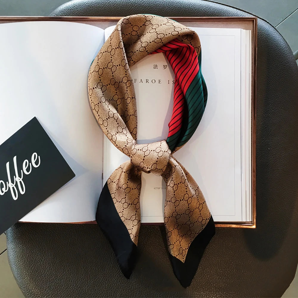 Soft Satin Hair Scarves Fashion Square Printed Headscarf