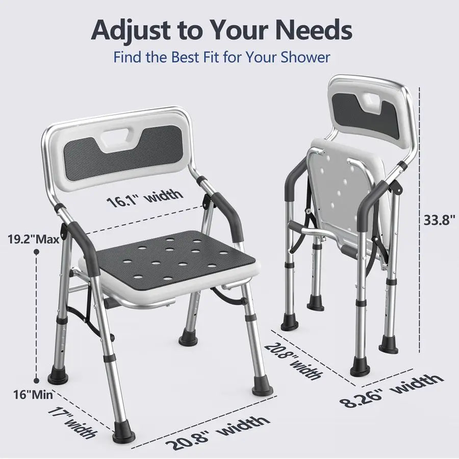 Shower Chair for Inside Shower with Arms and Back, Shower Chair for Elderly