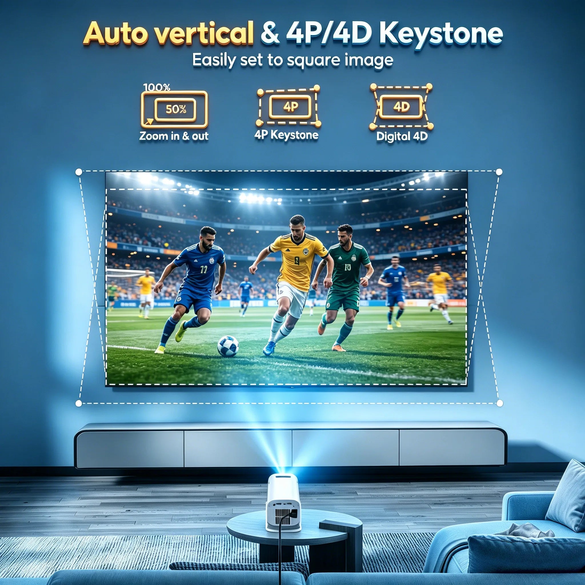LED Projector with 12000 Lumen Brightness, WiFi 6 Bluetooth 5.0 Portable Home Theater System