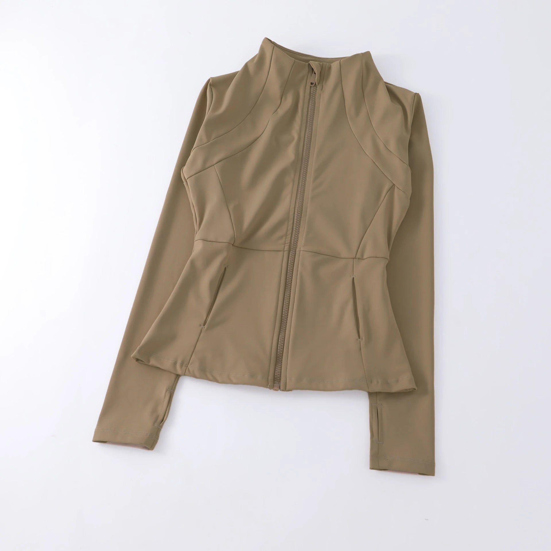 New yoga wear ladies coat round high elastic loose exercise yoga fitness long sleeve stand-up collar