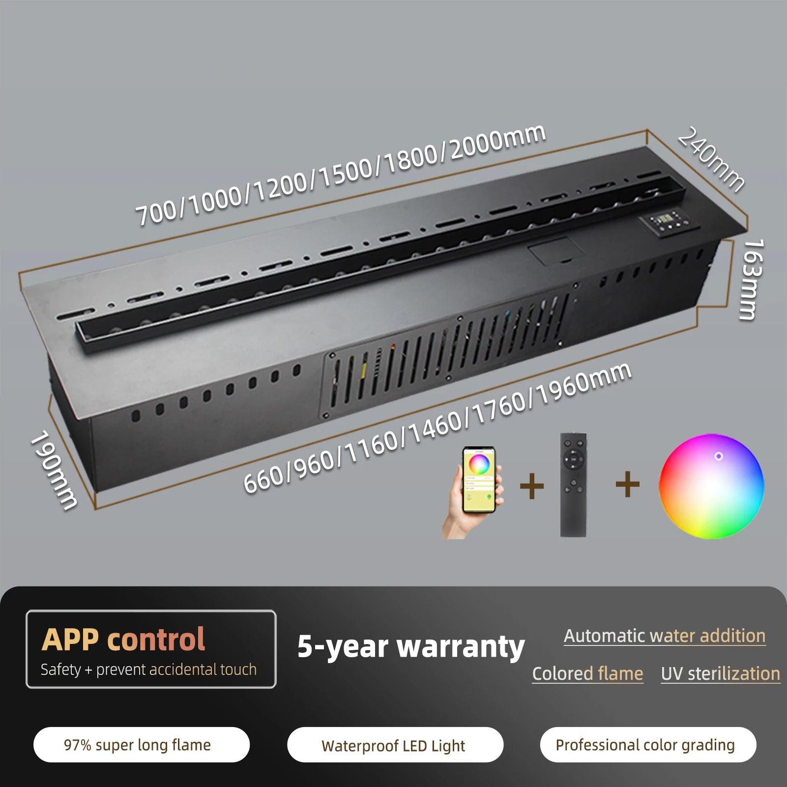Electric Fireplace 3D Water Vapor Fireplace Local Stock USA Atomized Recessed Steam Fireplace w/Remote Control Timer